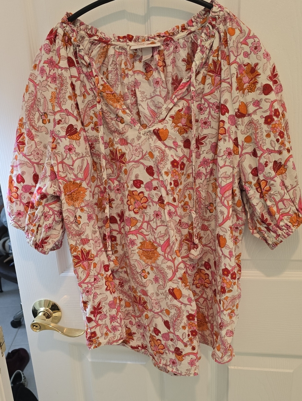 Knox Rose Pink & Orange Floral Puff-Sleeve Tunic